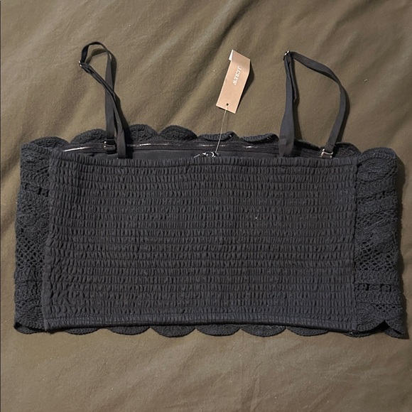 JCrew Black Lace Crop Top Bandeau Top - Picture 6 of 7